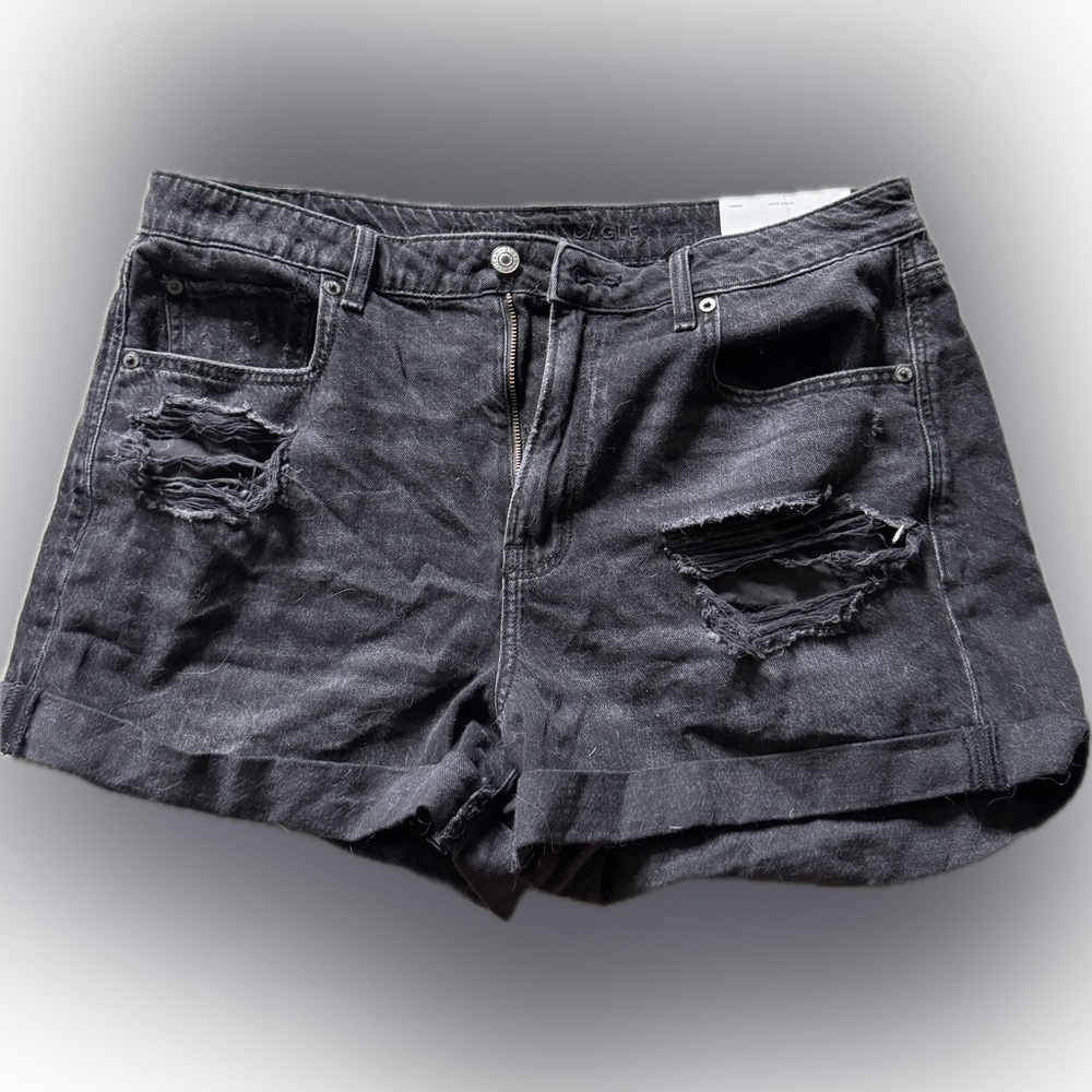 American Eagle Black Distressed Jean Shorts
